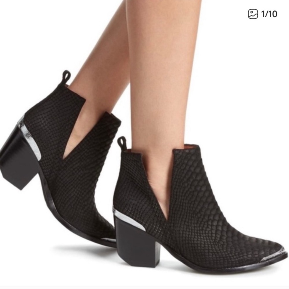 Jeffrey Campbell Cromwell Black Snake Suede Boots